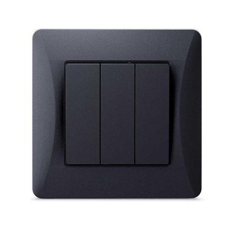 Выключатель трехклавишный Ugra, механизм, 10А, 250В, графит - С11В3-010 GUSI