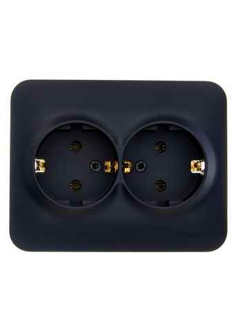 Розетка 2-м СП ASTI 16А IP20 с заземл. термопласт черн. бархат LEZARD 7081-4200-127B