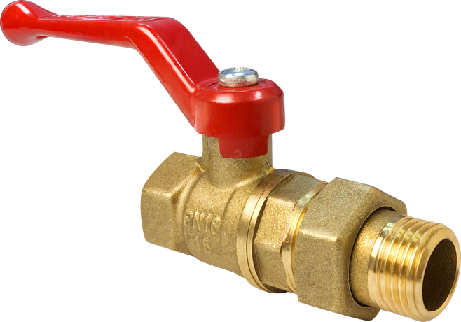 Кран шаровой латунный с американкой ВН/НР ручка-рычаг 1/2дюйм (56/14) VALFEX VF.225.LR1.012