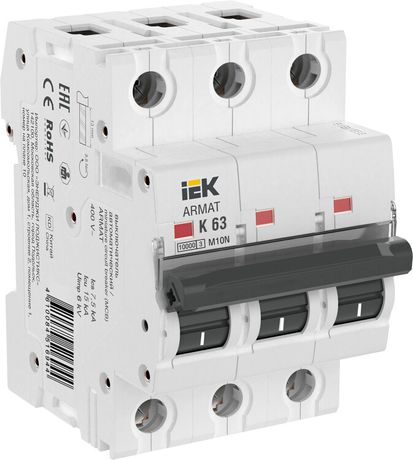 Выключатель автоматический трёхполюсный M10N 3P K 63А 10кА ARMAT | AR-M10N-3-K063 IEK