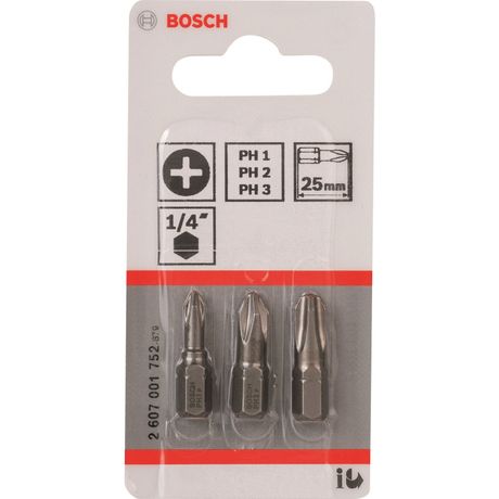 Набор насадок-бит Extra Hart 25мм PH/1/2/3 XH (3шт) - 2607001752 BOSCH