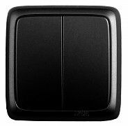 Выключатель открытой установки, двухклавишный, с изолирующей пластиной, цвет черный | ВА10-153-08 HEGEL