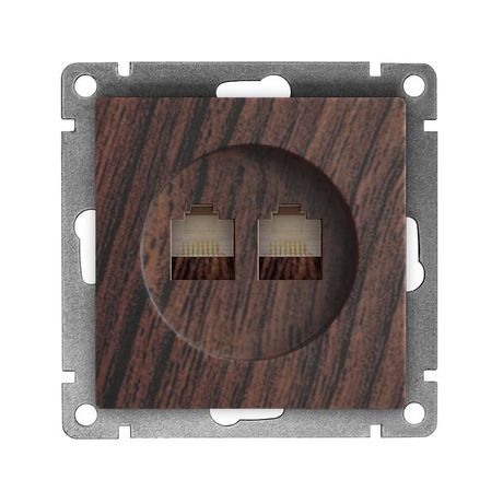 Розетка компьютерная двухместная UNIVersal серия Афина с/у, 1А, RJ45, венге (еврослот), механизм - A1086-V Союз