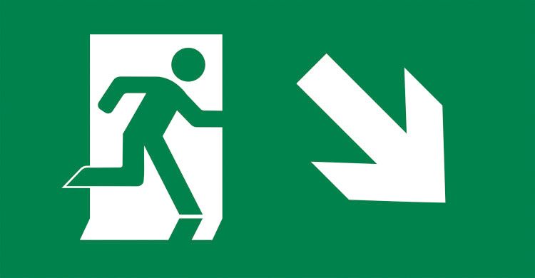 Пиктограмма (наклейка) "ВЫХОД/стрелка напр. вниз" PVC для ССА 3000 IEK | LPC10-2-30-15-NAPRVN