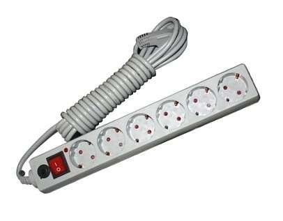 Удлинитель с сетевым фильтром 6х10м заземл. 10А IP20 ПВС 3х0.75 защ. шторки сер. UNIVersal 967U-5010 Союз