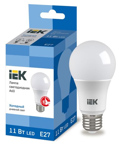 Лампа светодиодная LED 11Вт Е27 230В 6500К ECO А60 груша | LLE-A60-11-230-65-E27 IEK