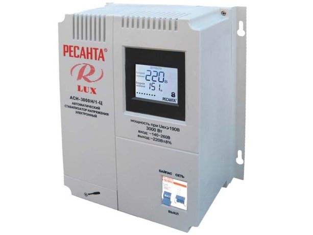 Стабилизатор напряжения АСН-3000 Н/1-Ц 1ф 3кВт настен. IP20 релейный Ресанта 63/6/21 Huter