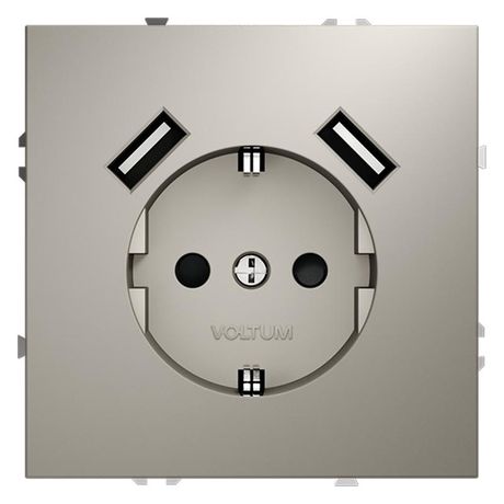 Розетка 1-м СП S70 16А с USB A+A заземл. защ. шторки механизм кашемир Voltum VLS040403 Voltum арт. VLS040403