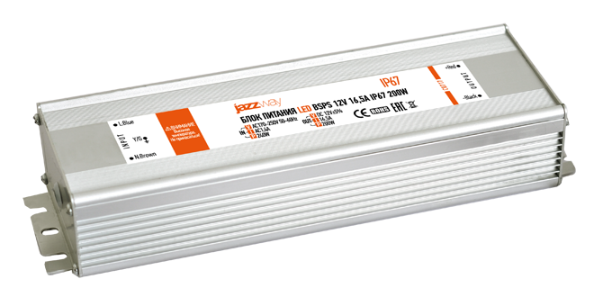 Драйвер для светодиодной ленты LED BSPS 12V16,5A=200W (new) влагозащищенный IP67 | 1016348A Jazzway