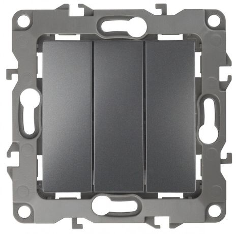 Выключатель трехклавишный скрытого монтажа графит 10А 250В винтовые зажимы ЭРА 12 12-1107-12 - Б0019299