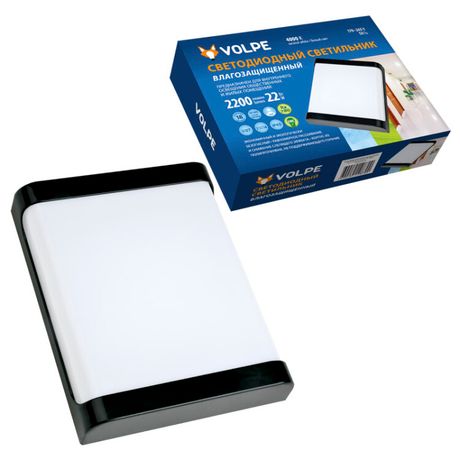 Светильник светодиодный ULW-Q280 22W/4000K/S02 IP65 Black Прямоугольник 22Вт 4000К 200х160х58мм промышленный накладной влагозащ. опал. рассеив. бел. Volpe UL-00006711 Uniel