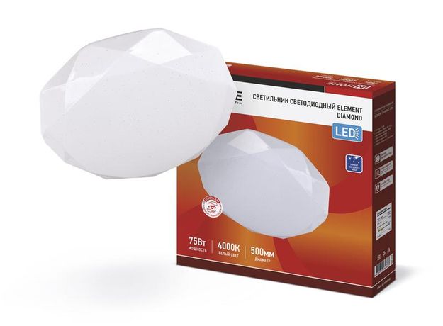 Светильник светодиодный ELEMENT DIAMOND 75Вт 230В 4000K 6000Лм 500x80мм | 4690612034867 IN HOME