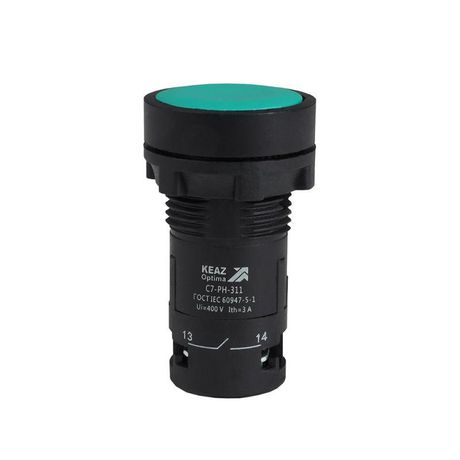 Кнопка с фиксацией OptiSignal Compact D22 C7-PH-311 зеленая 1НО+1НЗ XB7NH35 | 362069 КЭАЗ 362074