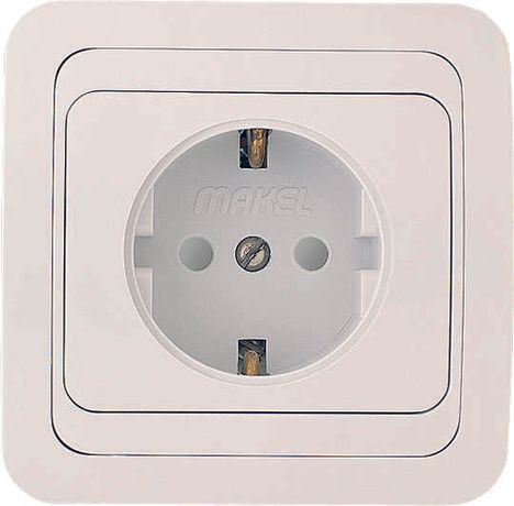 Розетка 1-м СП Mimoza 16А IP20 с заземл. защ. шторки бел./бел. Makel 12058