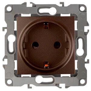 Розетка однофазная скрытого монтажа, в рамку с заземлением без шторок бронза 16А 250В IP20 автоматические (безвинтовые) зажимы 12-2101-13 Эра 12 - Б0019320