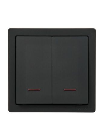 Выключатель 2-кл. ОП LETO с индикацией черн. бархат LEZARD 752-4200-112