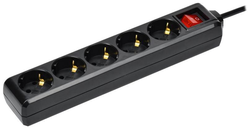 Удлинитель У05К 5 мест с заземлением 3м 3х1мм2 16А 250В черный - WYP10-16-05-03-ZK-K02 IEK