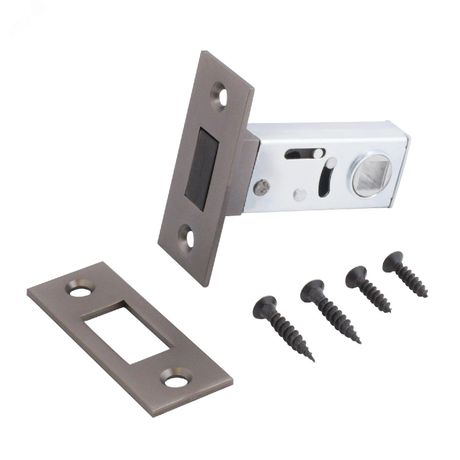 Защелка врезная универсальная без ручек для деревянных межкомнатных дверей, АЛЛЮР АРТ L50-8M MBN графит - 11585 ПТК