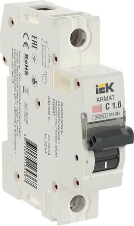 Выключатель автоматический однополюсный M10N 1P C 1,6А 10кА ARMAT | AR-M10N-1-C1D6 IEK IEK (ИЭК) арт. AR-M10N-1-C1D6