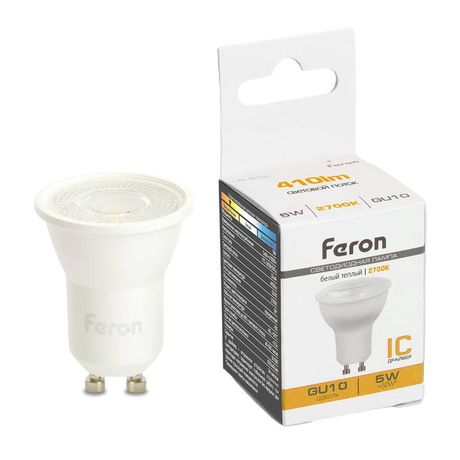 Лампа светодиодная LED 5вт 230в GU10 теплый с линзой 38 гр. - LB-272 51218 FERON