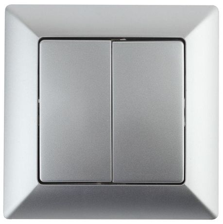 Переключатель Solo 4-107-03 двухклавишный 10А-250В, IP20, СУ, алюминий | Б0053611 Intro ЭРА