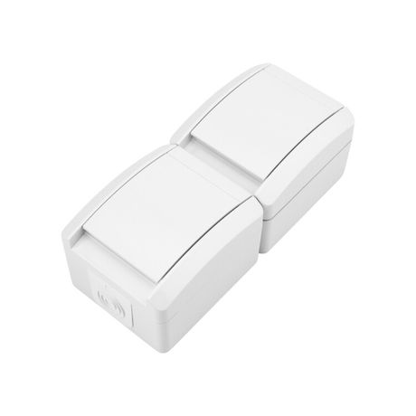 Блок вертикальный 2 розетки INDUSTRIAL IP54 с заземлением, о/у, белый | KR-78-0802 Kranz