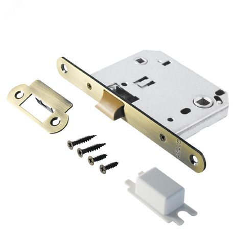 Защелка врезная универсальная без ручек для деревянных межкомнатных дверей, АЛЛЮР АРТ L7050PR AB старая бронза - 11556 ПТК