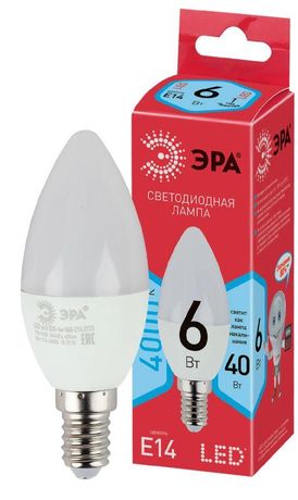 Лампа светодиодная LED 6 Вт 480Лм 4000К свеча нейтральный E14 220-240В B35-6W-840-E14 Red Line - Б0051057 ЭРА