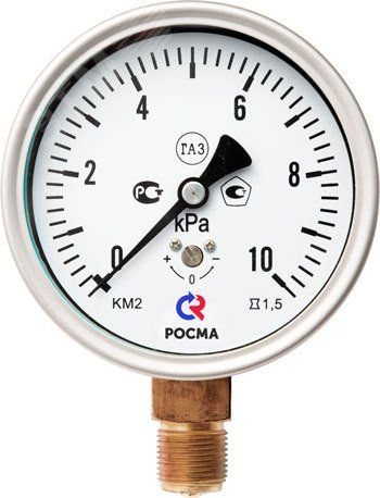 Манометр для измерения низких давлений газов радиальный КМ-22Р 0-60kРа 1/2' кл.1.5 - 00000002250 РОСМА