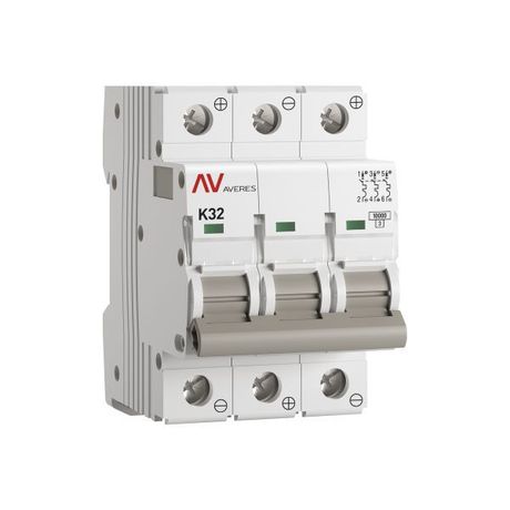 Выключатель автоматический модульный 3п K 32А 10кА AV-10 DC AVERES EKF mcb10-DC-3-32K-av