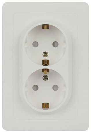 Розетка однофазная двойная скрытого монтажа, в рамку с заземлением со шторками белый 16А 250В IP20 винтовые зажимы 7-208-01 Intro Style - Б0060625 ЭРА