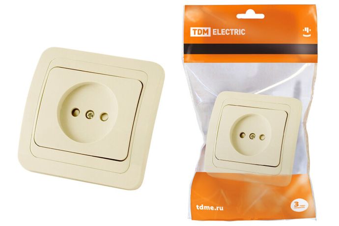 Розетка 2П 10А c защитными шторками сл. кость "Валдай" | SQ1804-0123 TDM