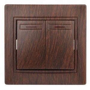 Выключатель 2-кл. СП Plano 10А IP20 1-105-10 250В с подсветкой венге Intro Б0030048 ЭРА