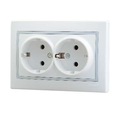 Розетка 2-м СП Мира с заземл. бакалит бел. встав. Lezard 701-0202-127B