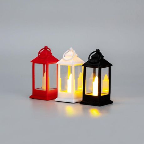 Фонарь декоративный (фигура) 5.5х5.5х12.5см тепл. бел. со свечкой 3хLR1130 (в комплекте) корпус бел./красн./черн. Neon-Night 513-068