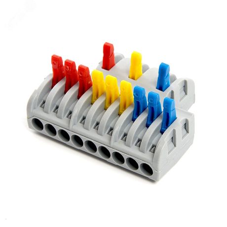 Клемма монтажная для фазных проводников, 3 контактные группы (1 ввод, вывода на полюс) - LD222-428 FERON 39500