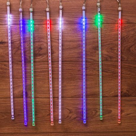 Гирлянда светодиодная "Тающие сосульки" 3.5м 8шт х50см шаг 50см 288LED мультиколор 3.6Вт 230В IP20 трансф. в компл. провод черн. Neon-Night 256-319-6