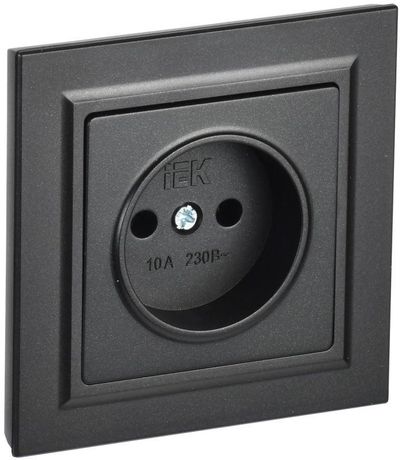 Розетка СП BRITE РСР10-1-0-БрЧ 10А в сборе без заземл. защ. шторок черн. IEK BR-R10-10-K02-F