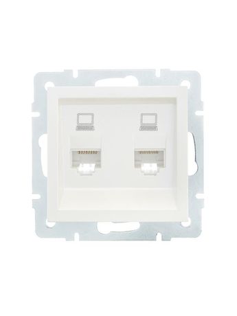 Розетка компьютерная 2-м СП Vesna механизм жемчуж./бел. перламутр LEZARD 742-3088-141