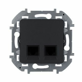 Розетка компьютерная двойная RJ45 категория 5Е UTP антрацит INSPIRIA - 673838 Legrand