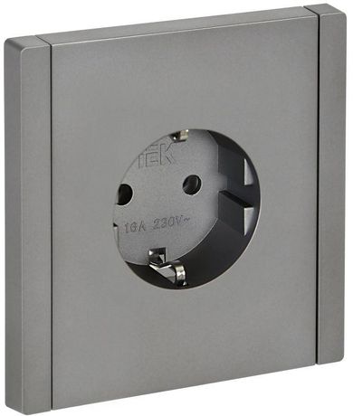 Розетка СП FORTE&PIANO FP514 16А с заземл. без защ. шторок безвинт. крепл. сталь IEK FP-R11-16-1-K46
