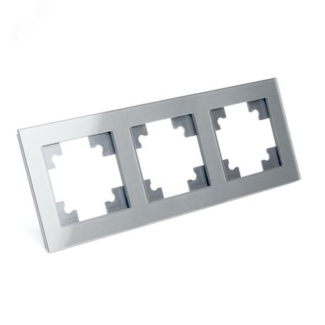 Рамка горизонтальная 3-местная, серия Катрин, GFR00-7003-03, серебро | 39533 STEKKER FERON