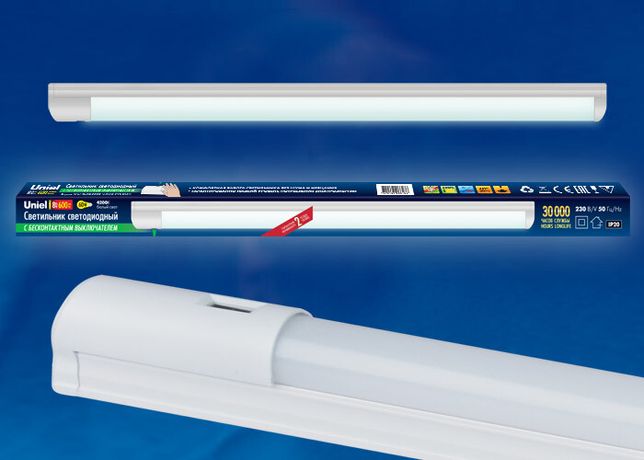 Светильник светодиодный линейный T5 c выключателем и ДД 8Вт ULI-L24-8W/4200K SENSOR IP20 WHITE 560х28х42мм 4200К 600Lm белый | UL-00001447 Uniel
