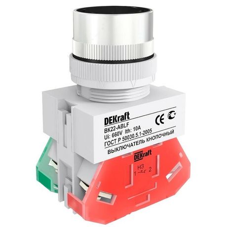 Выключатель кнопочный ABF ВК-22 d22мм 220В с фиксацией черн. DEKraft 25126DEK APC