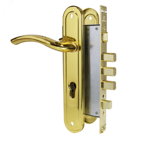 Замок врезной цилиндровый с ручками для мелаллических дверей АЛЛЮР ЗВ4-0526 GP-L золото - 8692 ПТК