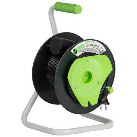 Удлинитель силовой ЭРА GREEN LINE GAZ-2x0.75-20m Greenline на катушке пластик 1 розетка без заземления 20м ПВС 2x0.75мм2 | Б0065142