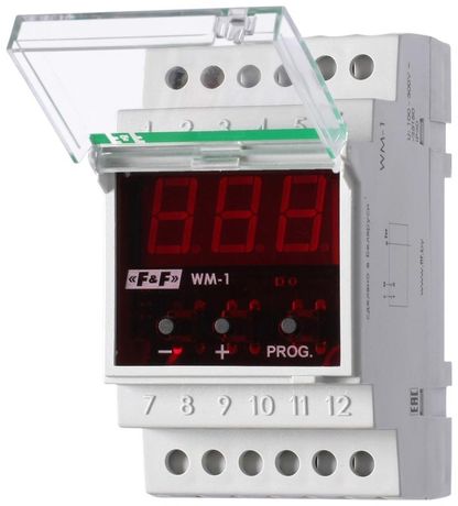 Указатель мощности WM-1 (однофазный; цифровая индикация; монтаж на DIN-рейке 35мм; 230В 16А 1P IP20) F&F EA04.011.001 Евроавтоматика