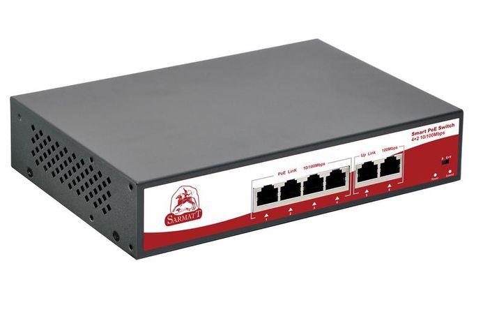 Коммутатор неуправляемый PoE 4 порта 10/100 Мб/с, 2хRJ45, 72 Вт - SR-PS0420FBL SarmaTT 00089220 SarmatT арт. 00089220