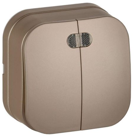 Выключатель 2-кл. ОП GLORY ВС20-2-1-ХШм 10А с индикацией шампань матов. IEK EVH21-K37M-10