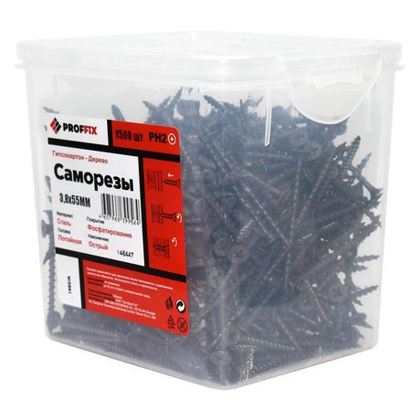 Саморез усиленный гипсокартон-дерево 3.8х55 (TWN) (контейнер) (уп.500шт) Tech-Krep PRO/Zitar 146447